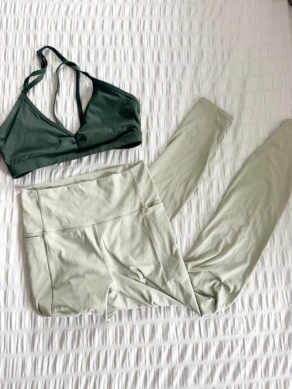 Workout Outfit Set Green CALIA Strappy Back Sports Bra Medium